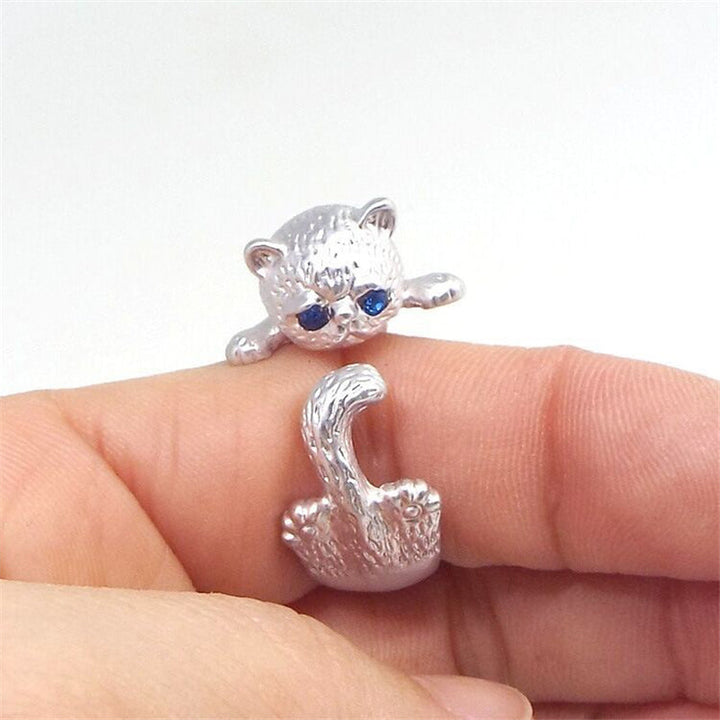 Adjustable Silver Cat Ring