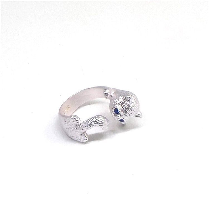 Adjustable Silver Cat Ring