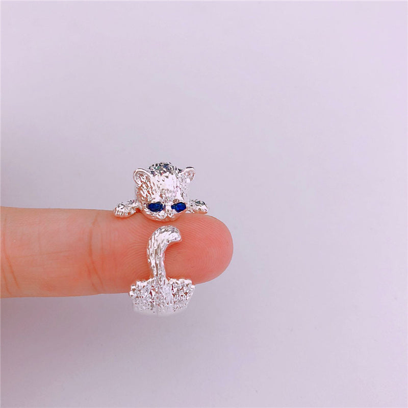 Adjustable Silver Cat Ring