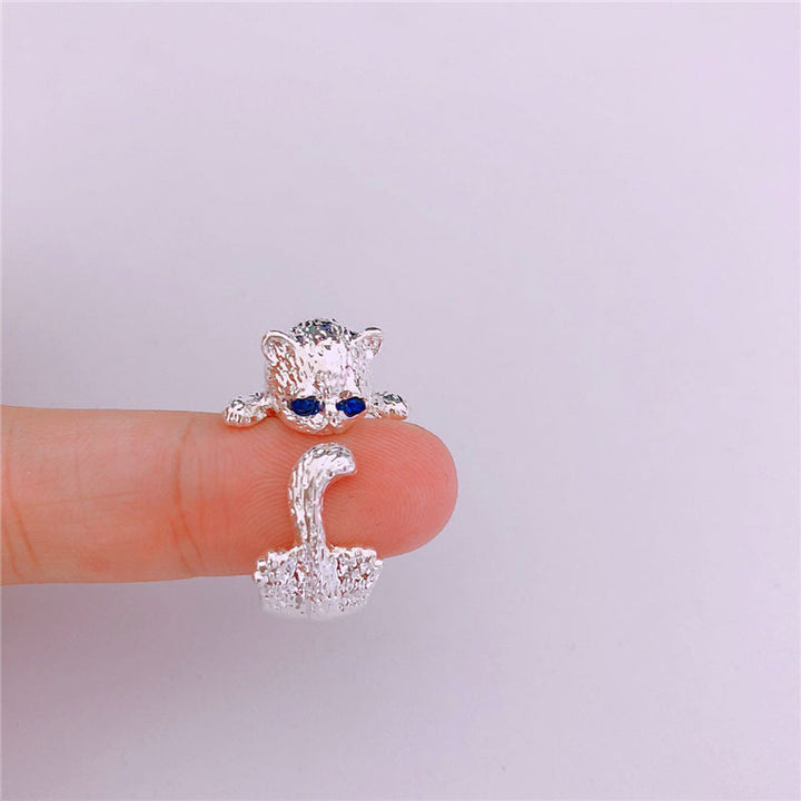 Adjustable Silver Cat Ring