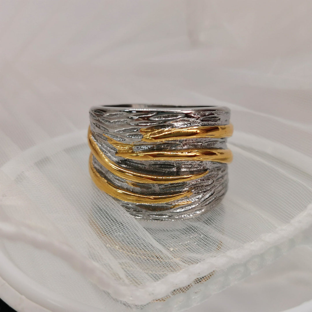 Silver and gold wire ring